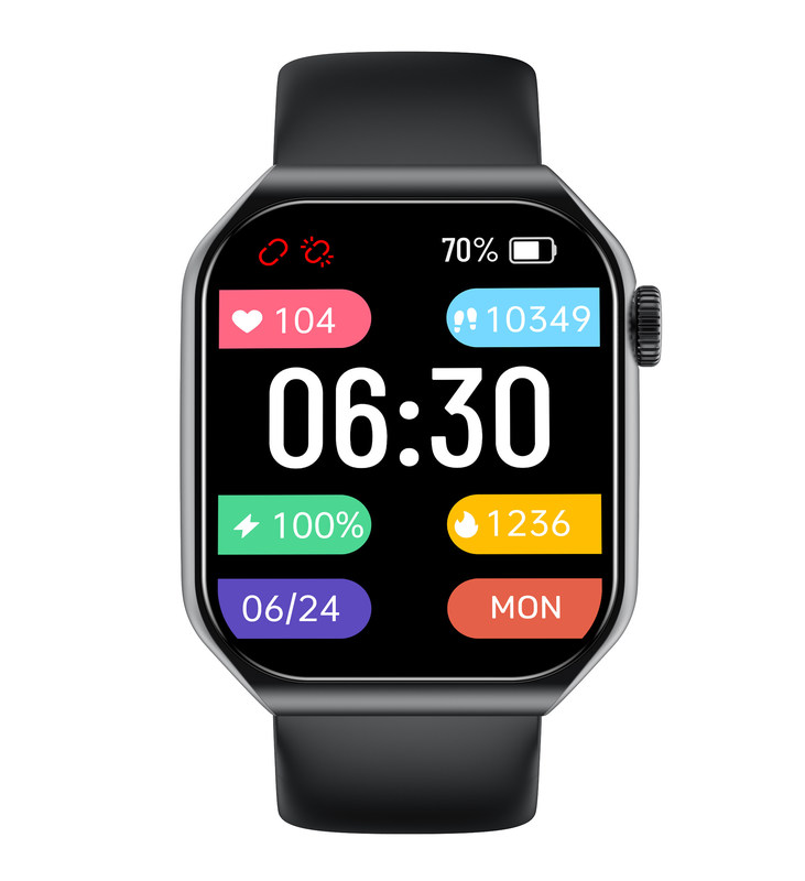 Linwear Unisex Smart Watch With AMOLED Display For Heart Rate Monitor Running